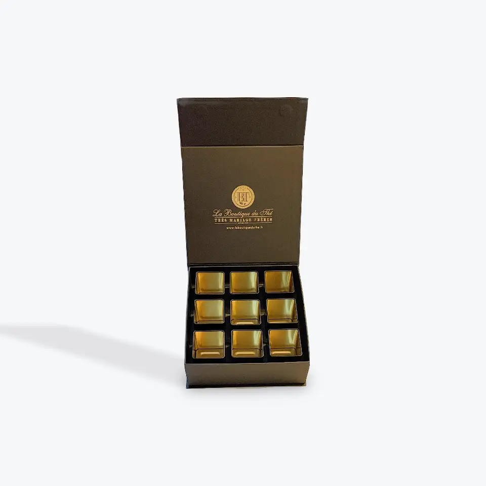 Coffret cadeau 9 boîtes métal pour thés