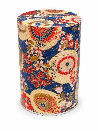 Boîte à thé washi Akemi Esprit Céladon, feuilles de ginkgo jaunes et grises, vignette 1