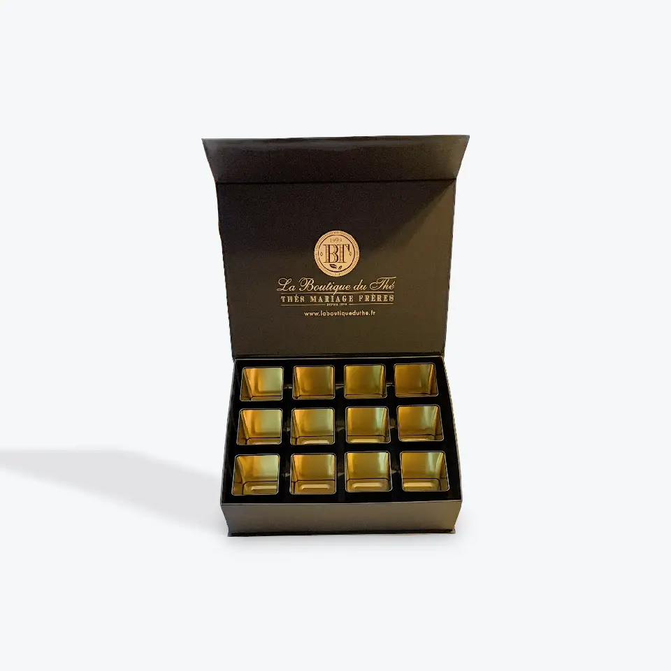 Coffret cadeau 12 boîtes métal pour thés