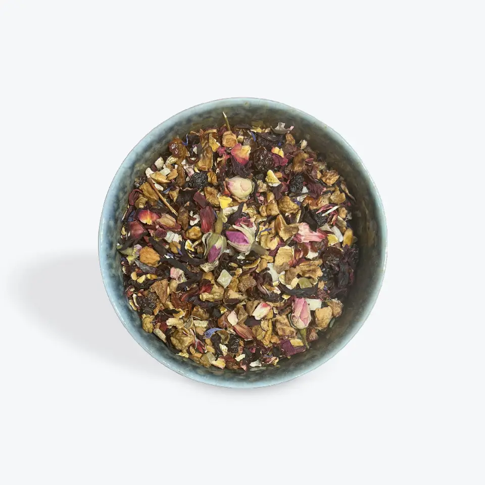 Tisane aux fruits Punch de Roses : rose, papaye, ananas, hibiscus