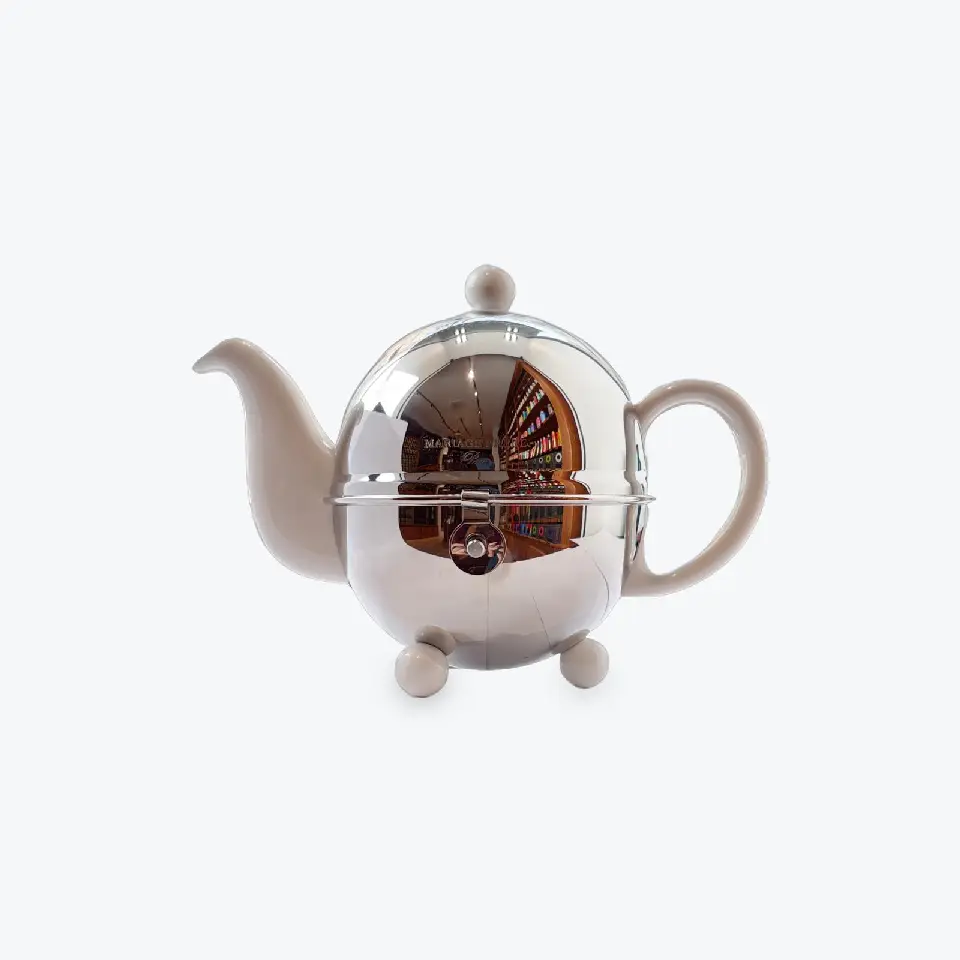 théière isotherme Art Déco 1930 Mariage Frères blanc/chrome