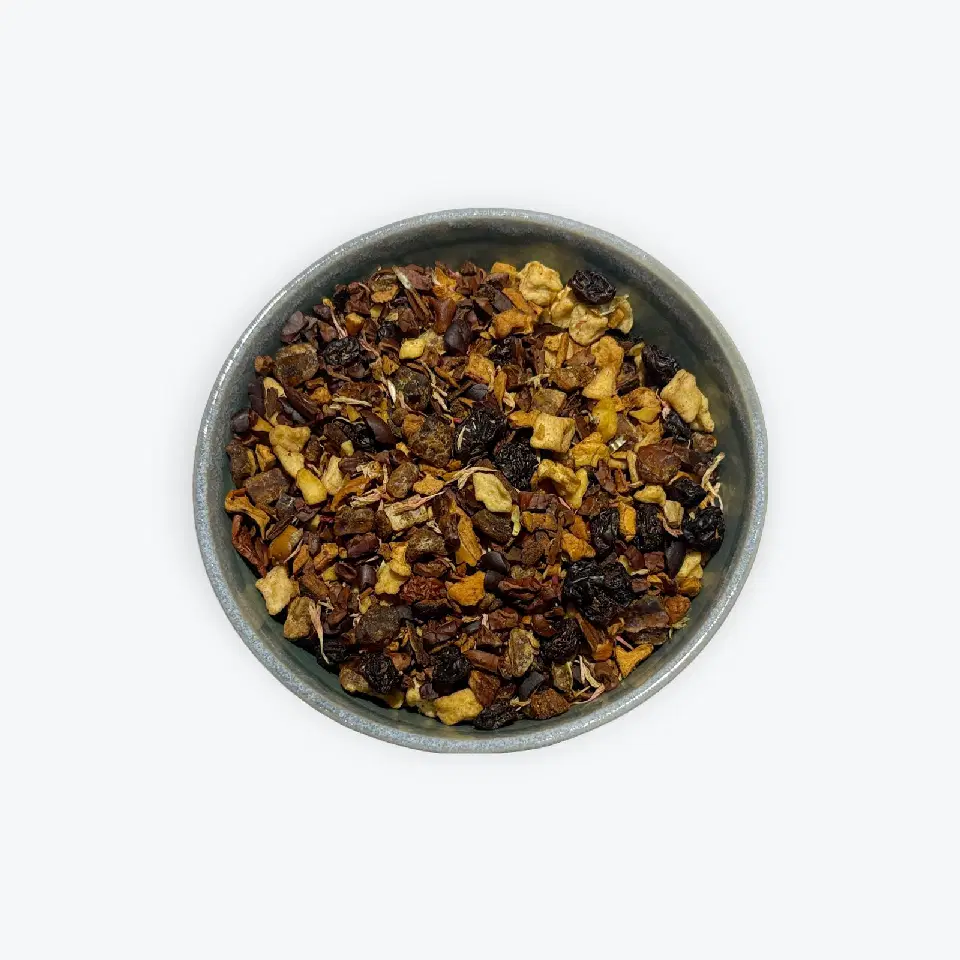 Tisane Or d’hiver : fèves de cacao, datte, pomme et cannelle