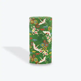 Boîte à thé washi Arida 150 g Esprit Céladon, grues blanches sur fond vert, vignette 3