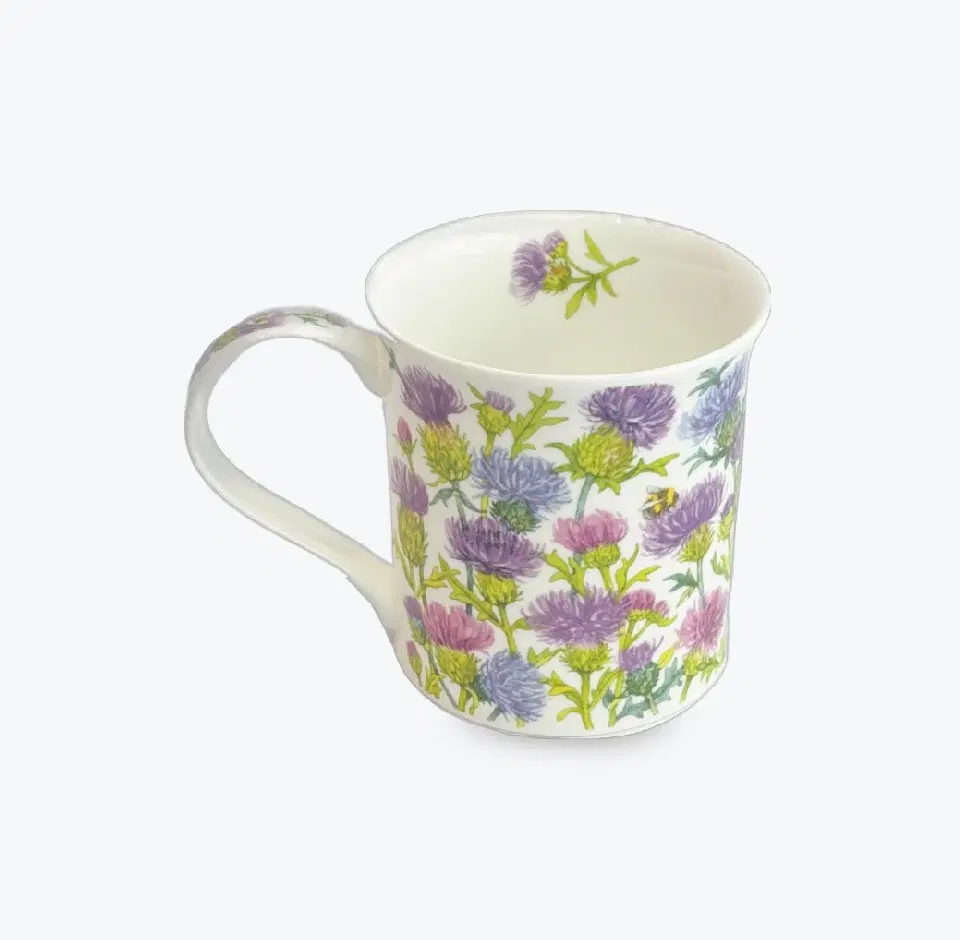 Mug fine bone china Dunoon Highland Thistle, porcelaine fine anglaise, Bute