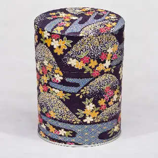 Boîte à thé washi Akemi Esprit Céladon, feuilles de ginkgo jaunes et grises, vignette 2
