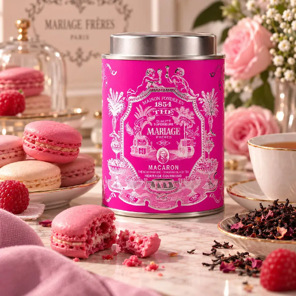 Macaron, thé noir amande Mariage Frères