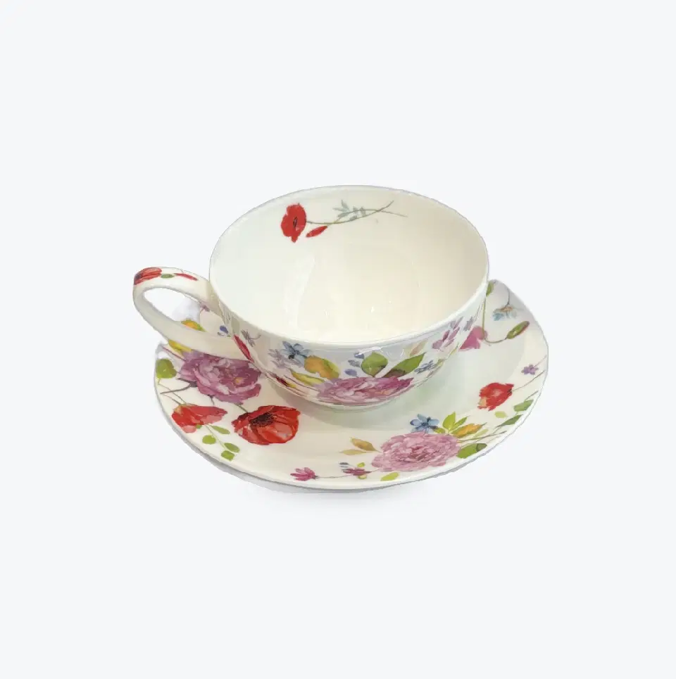 Tasse fine bone china Dunoon Secret Wood, porcelaine fine anglaise, T41 Cup&Saucer
