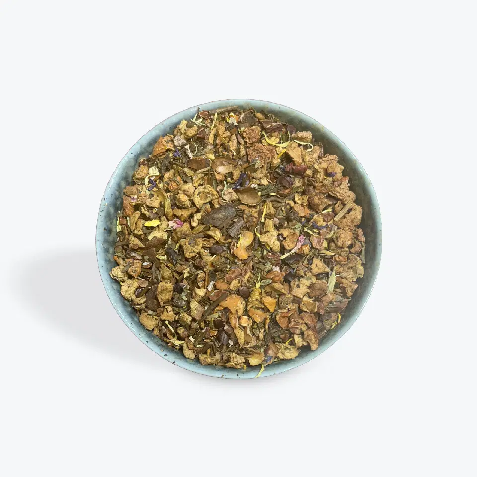 Mélange bio It's Magic : cacao, cannelle, thé vert et fleurs