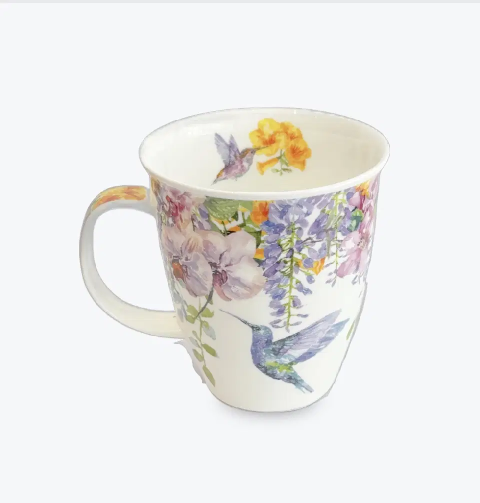 Mug fine bone china Dunoon Hummingbirds, porcelaine fine anglaise, Nevis