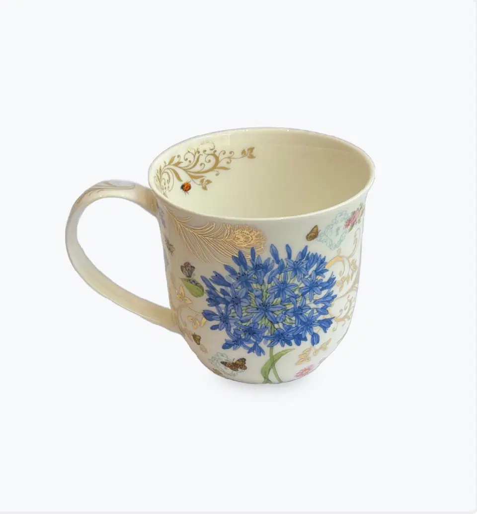 Mug fine bone china Dunoon Vintage Blue, porcelaine fine anglaise, Cumbrae