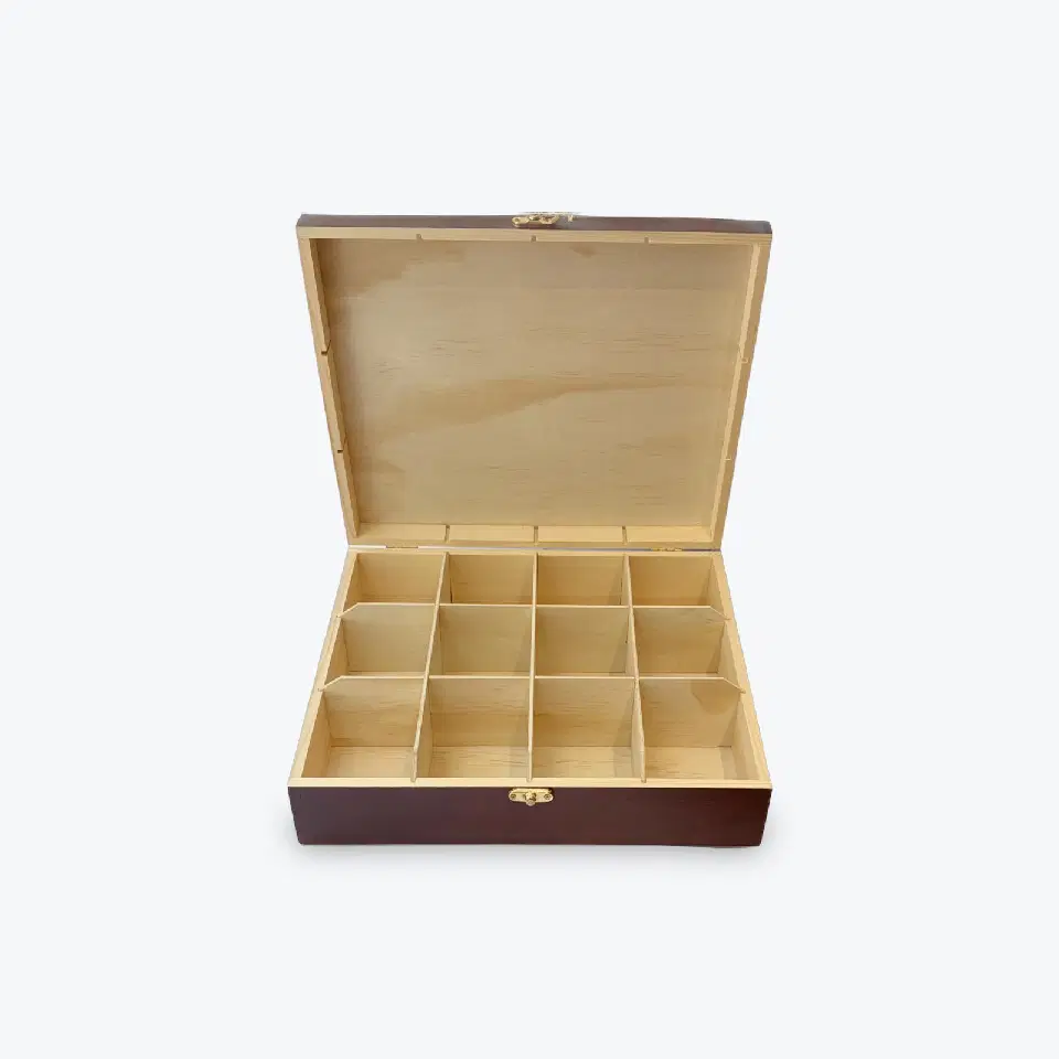 Boîte à thé bois · 12 compartiments